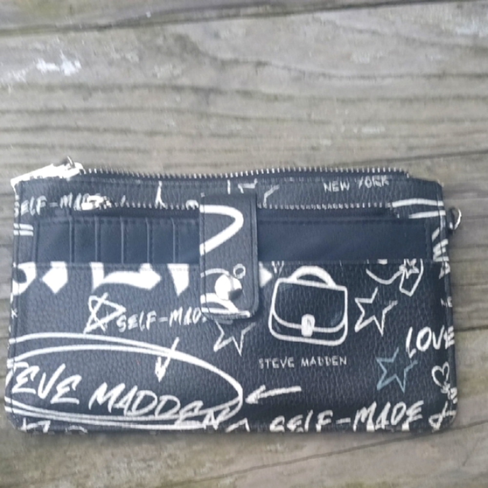 Steve Madden Black Wallet with Silver Accents